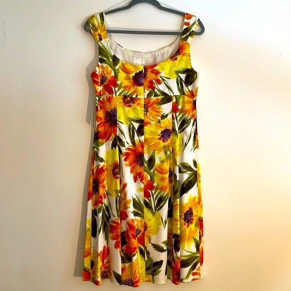 NWT RETRO London Times Women’s SUNFLOWER Sleeveless Summer Dress DREAMY Sz 12